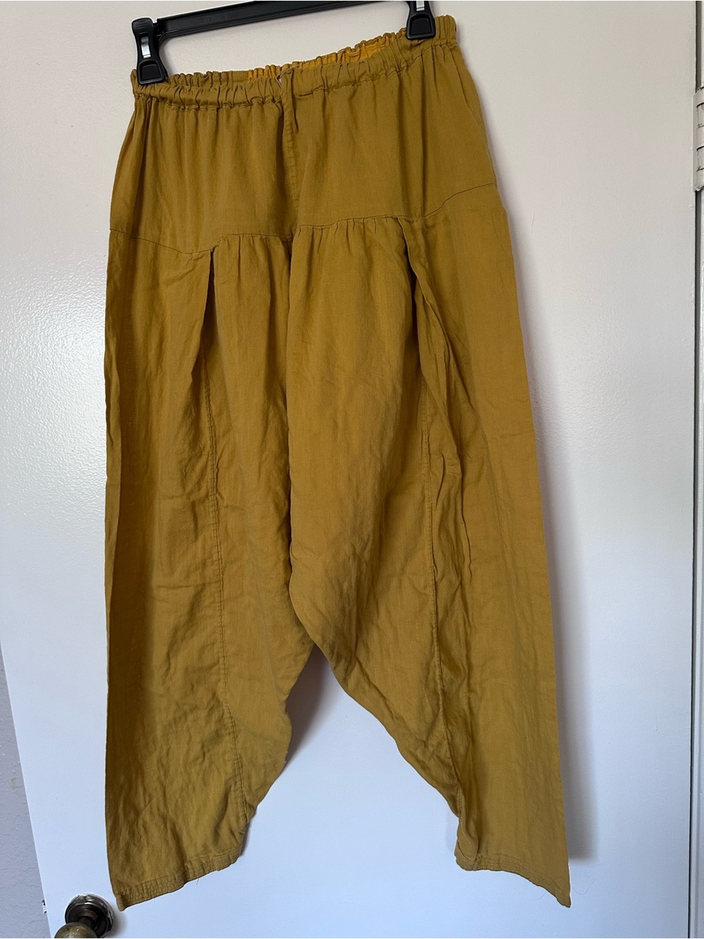 Unisex Mustard Drop Crotch Harem Pants